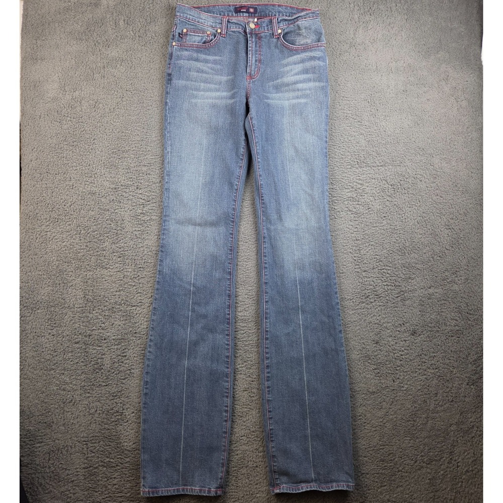 Y2K Vigoss Jeans Women's 11/12 Long Blue Denim Bootcut Flare Stretch Whiskered